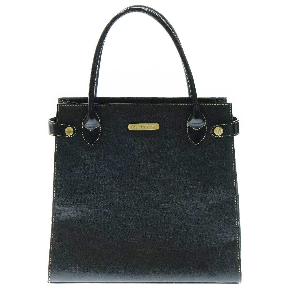 BURBERRY Tote bag handbag leather black Nova check pattern